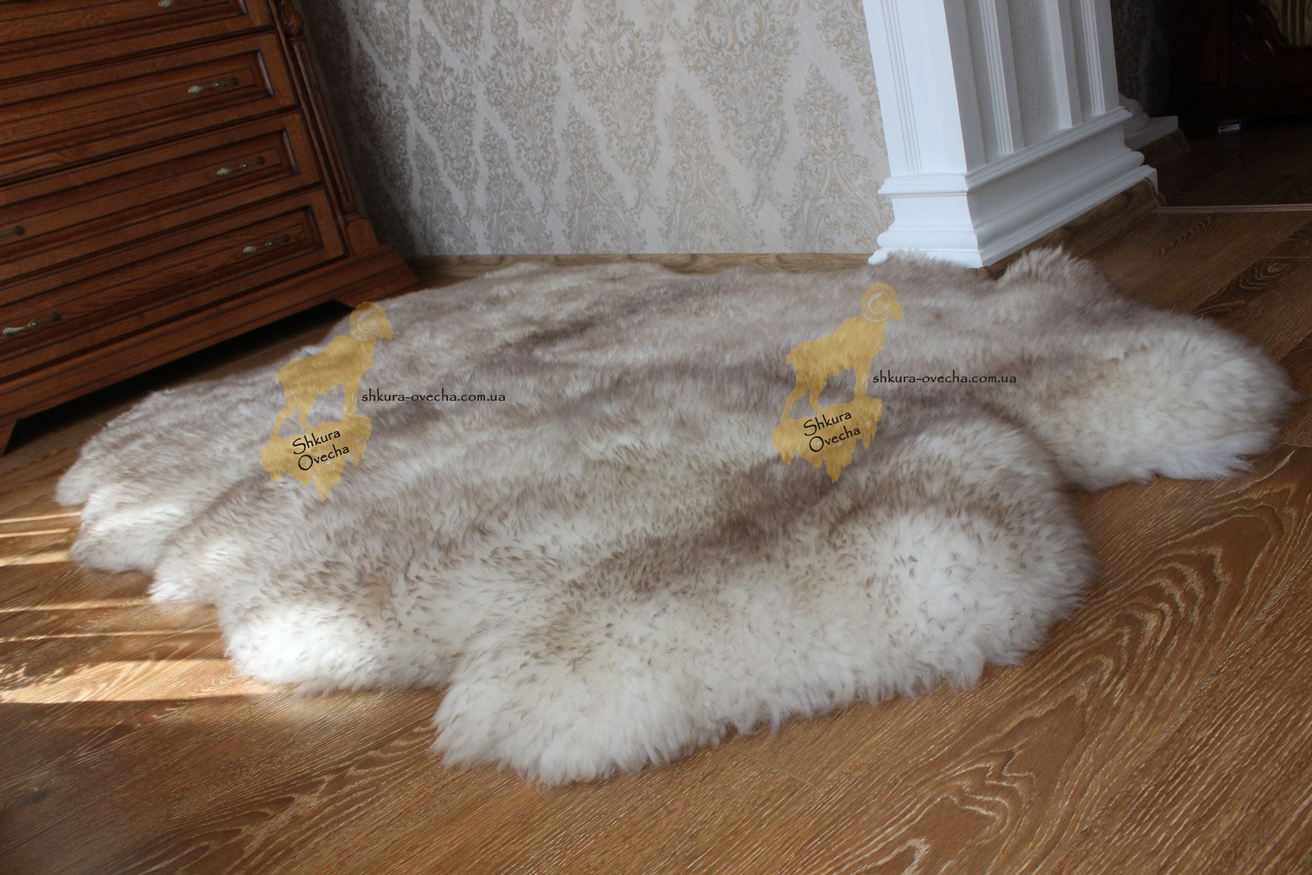 Sheepskin Rug 4-in-1 Coffee Tip (200×110 cm) – Natural Fur Carpet