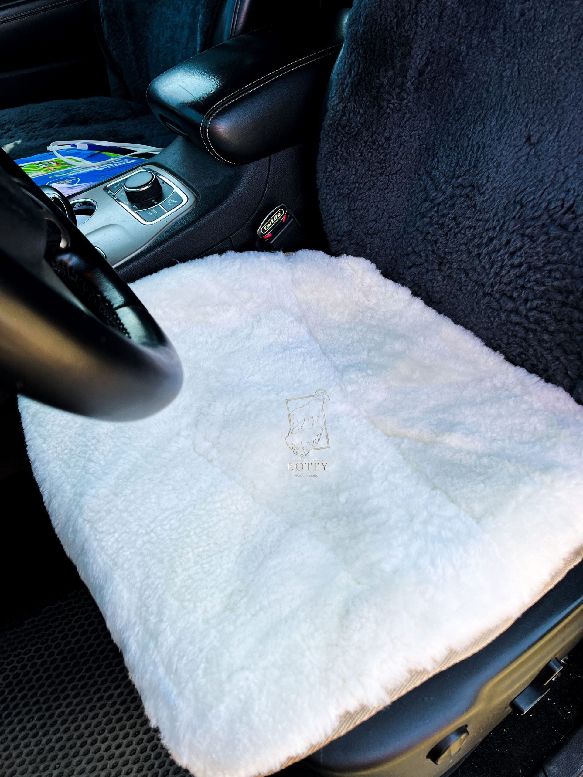 White Sheepskin Front Seat Covers (Patchwork) – 100% Natural Universal Fit