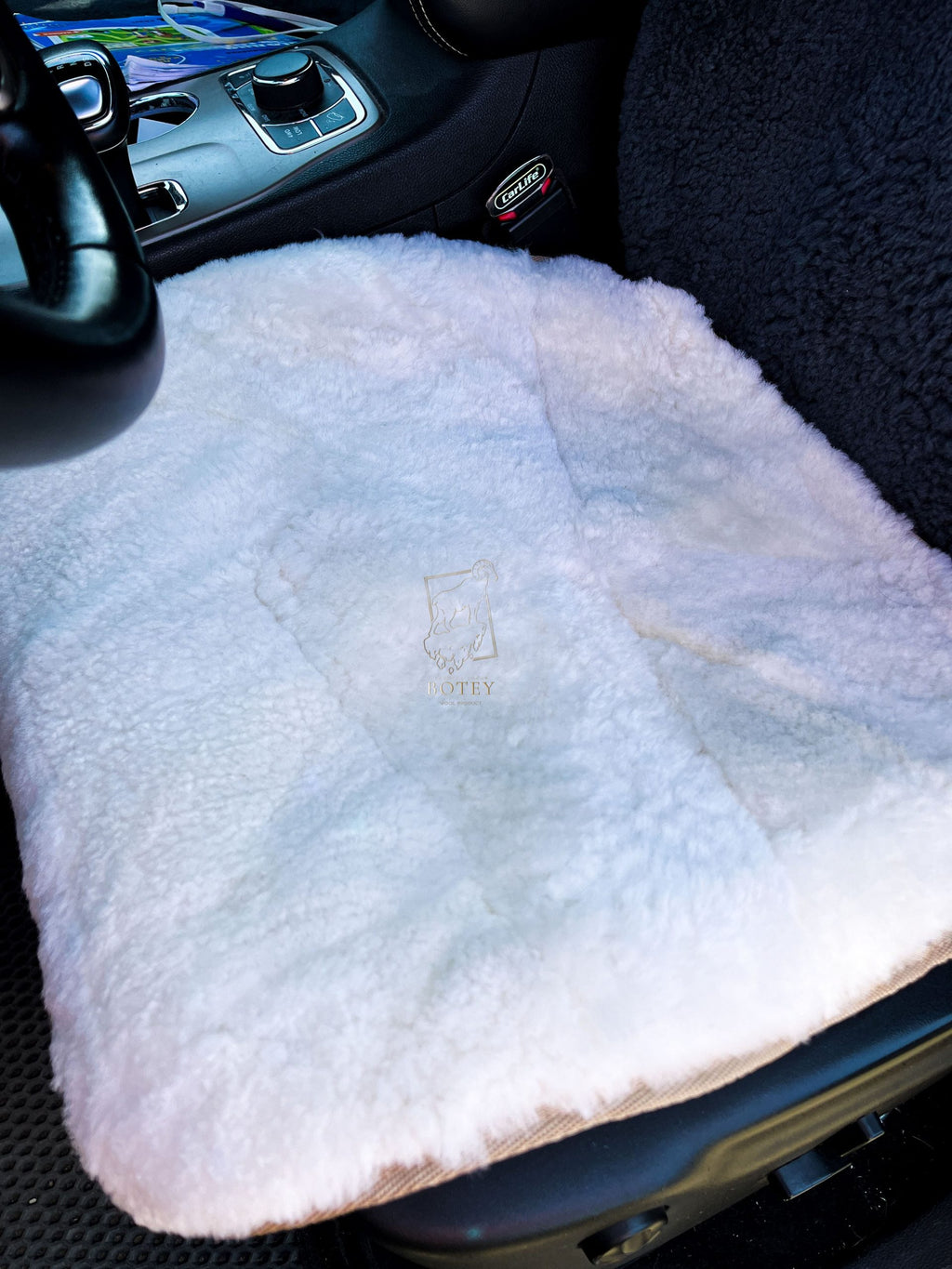 White Sheepskin Front Seat Covers (Patchwork) – 100% Natural Universal Fit
