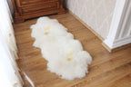 Long Wool Sheepskin Rug 2-in-1 (200×70 cm) – Natural White Fur Carpet