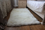 Rectangular Sheepskin Rug (180×100 cm) – Natural Ivory Fur Carpet