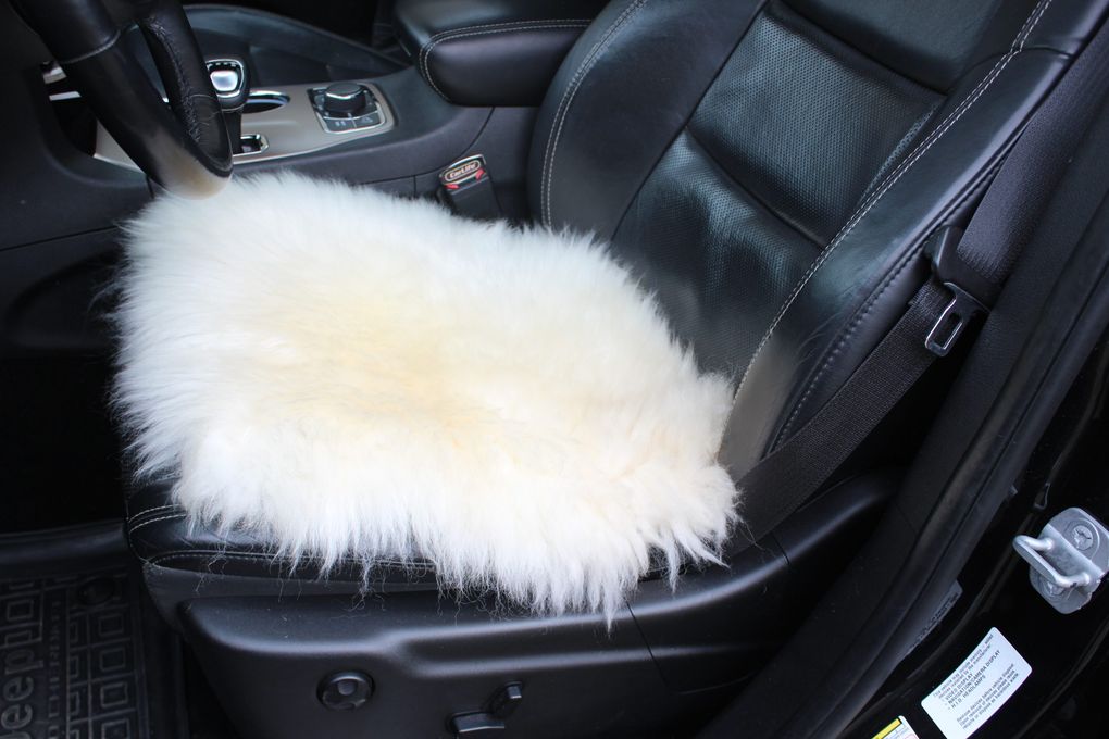 Sheepskin Seat Pad White 40×40 cm – Natural Fur Cushion