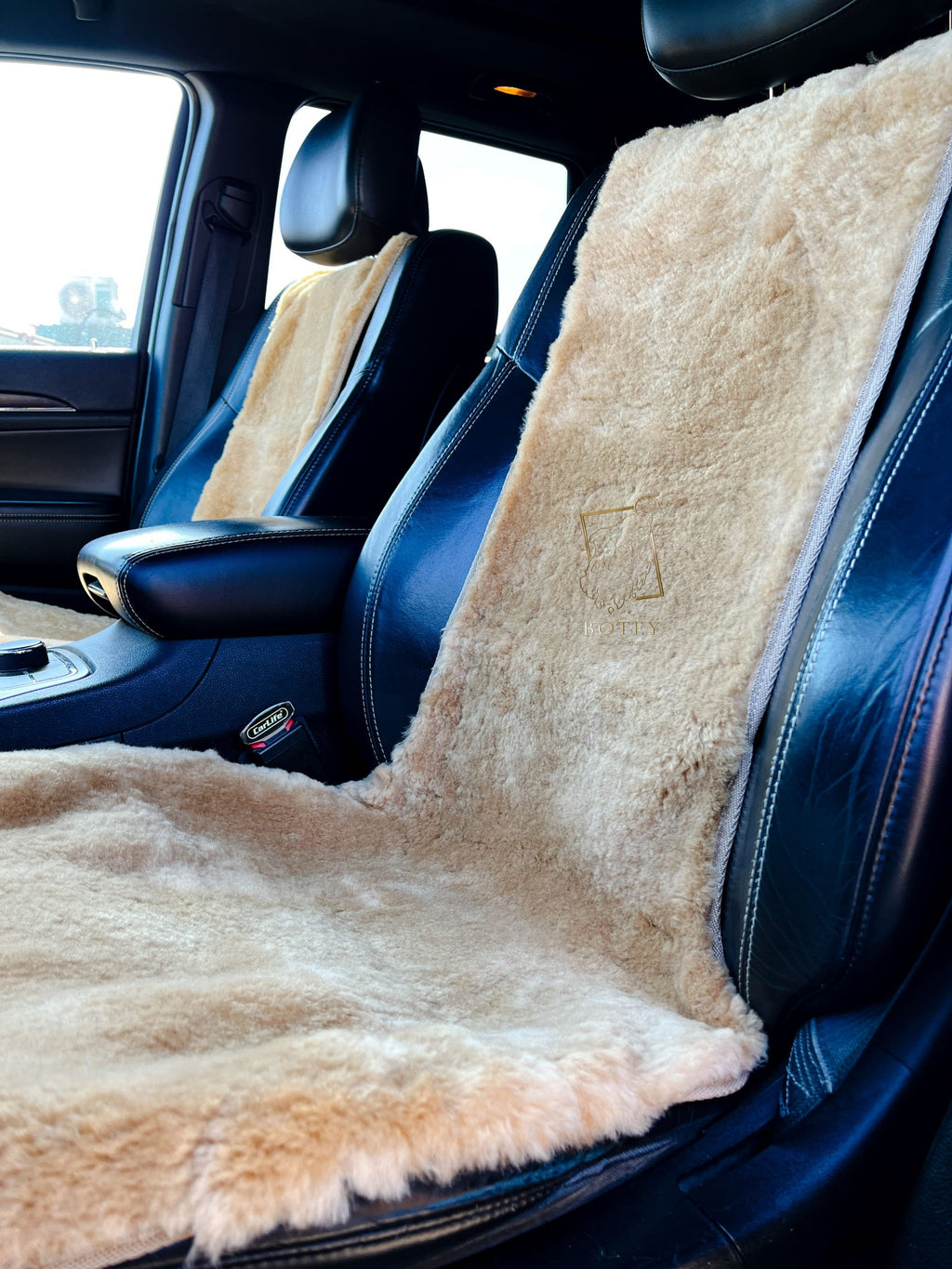 Mini Sheepskin Car Seat Covers Beige (120×56 cm) – Natural Fur Universal Fit