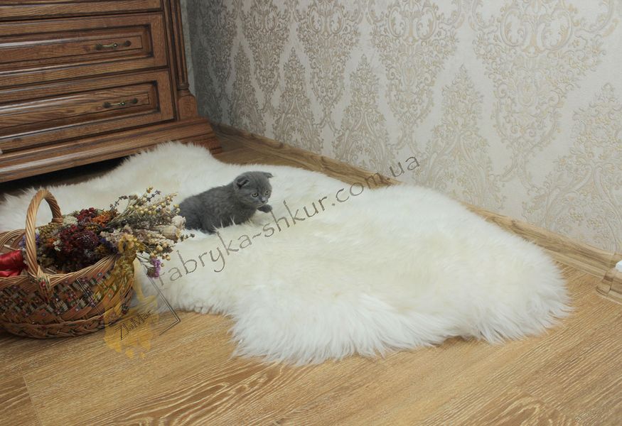 White Sheepskin Rug Long Wool 130×75 cm – Natural Hide