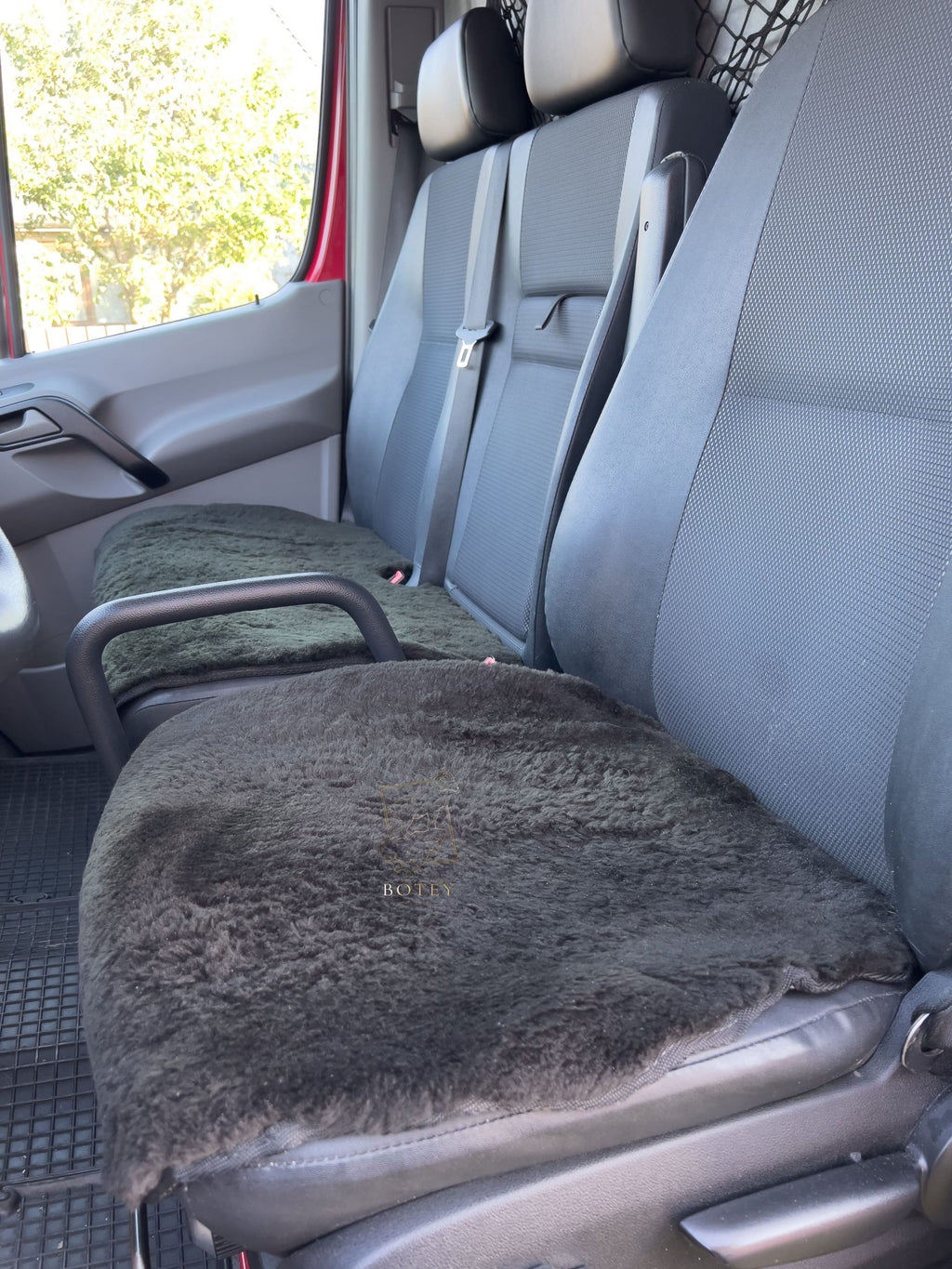 Sheepskin Van Seat Covers Set (1+2) Bottle Green – Natural Fur Universal Fit