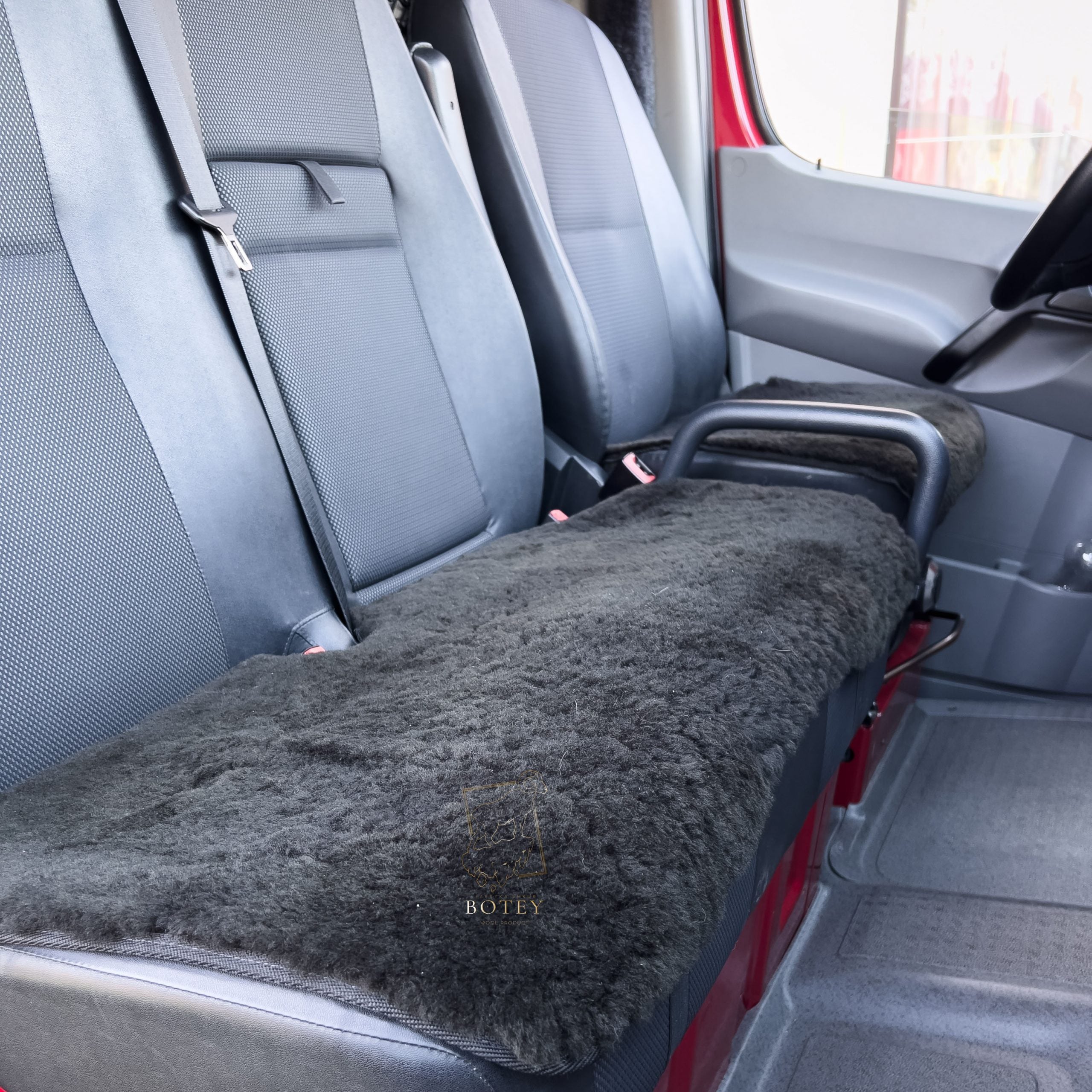 Sheepskin Van Seat Covers Set (1+2) Bottle Green – Natural Fur Universal Fit