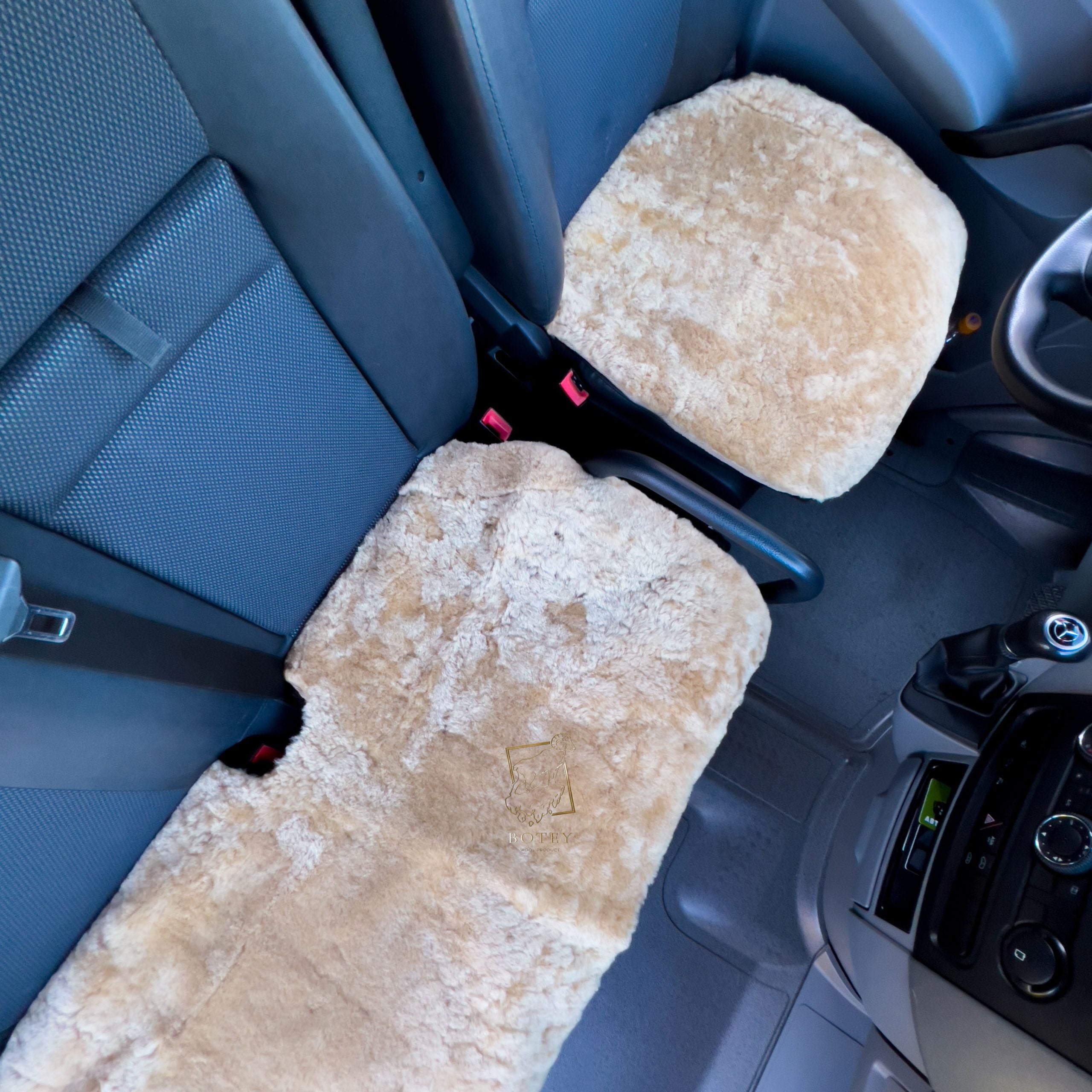 Sheepskin Van Seat Covers (1+2) Beige – Natural Fur Universal Fit