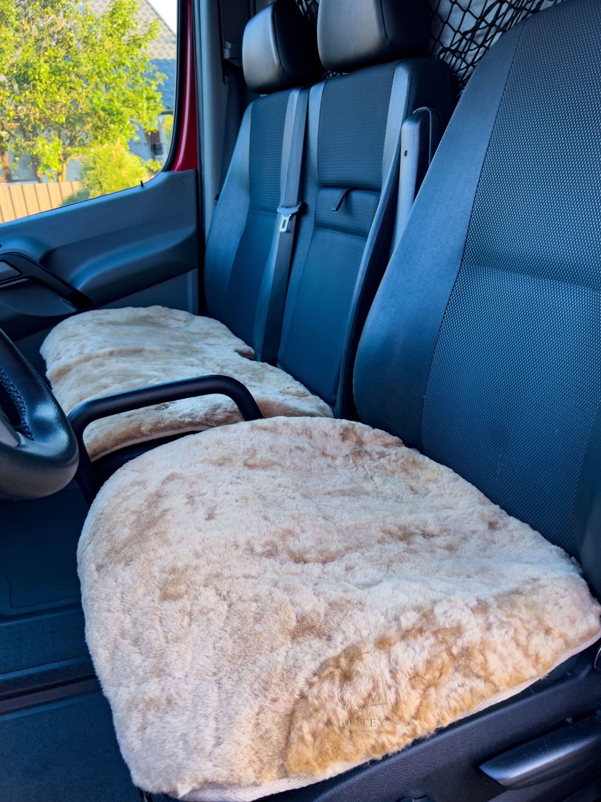 Sheepskin Van Seat Covers (1+2) Beige – Natural Fur Universal Fit