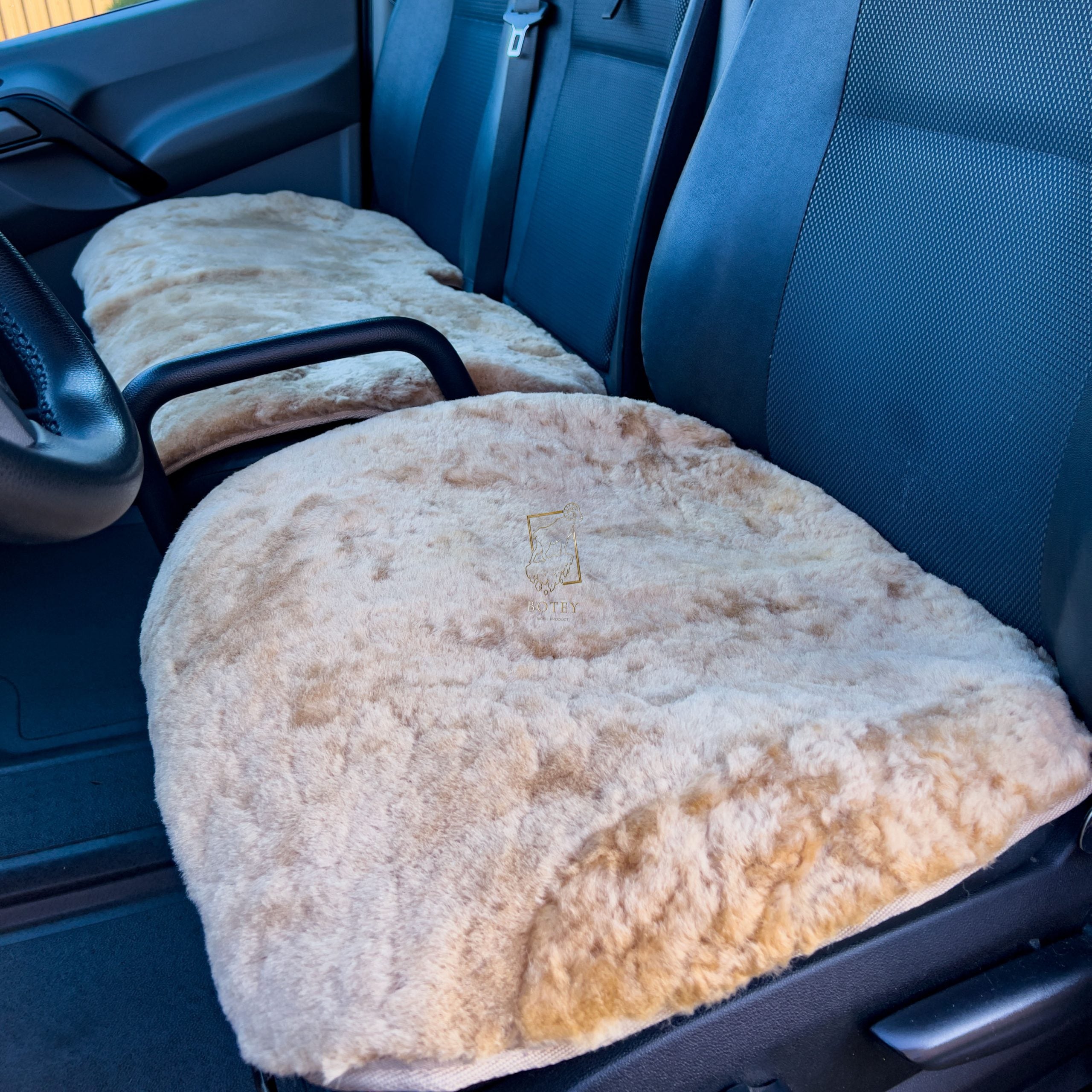 Sheepskin Van Seat Covers (1+2) Beige – Natural Fur Universal Fit