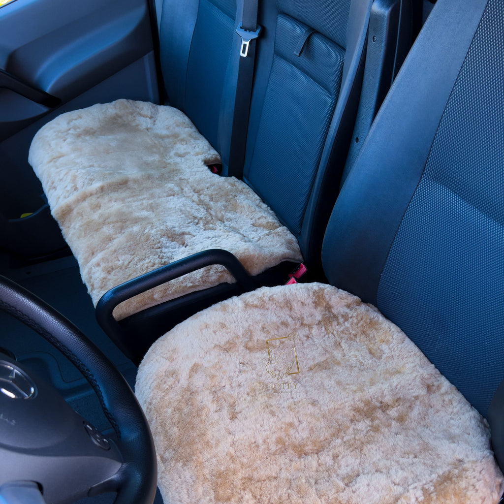 Sheepskin Van Seat Covers (1+2) Beige – Natural Fur Universal Fit