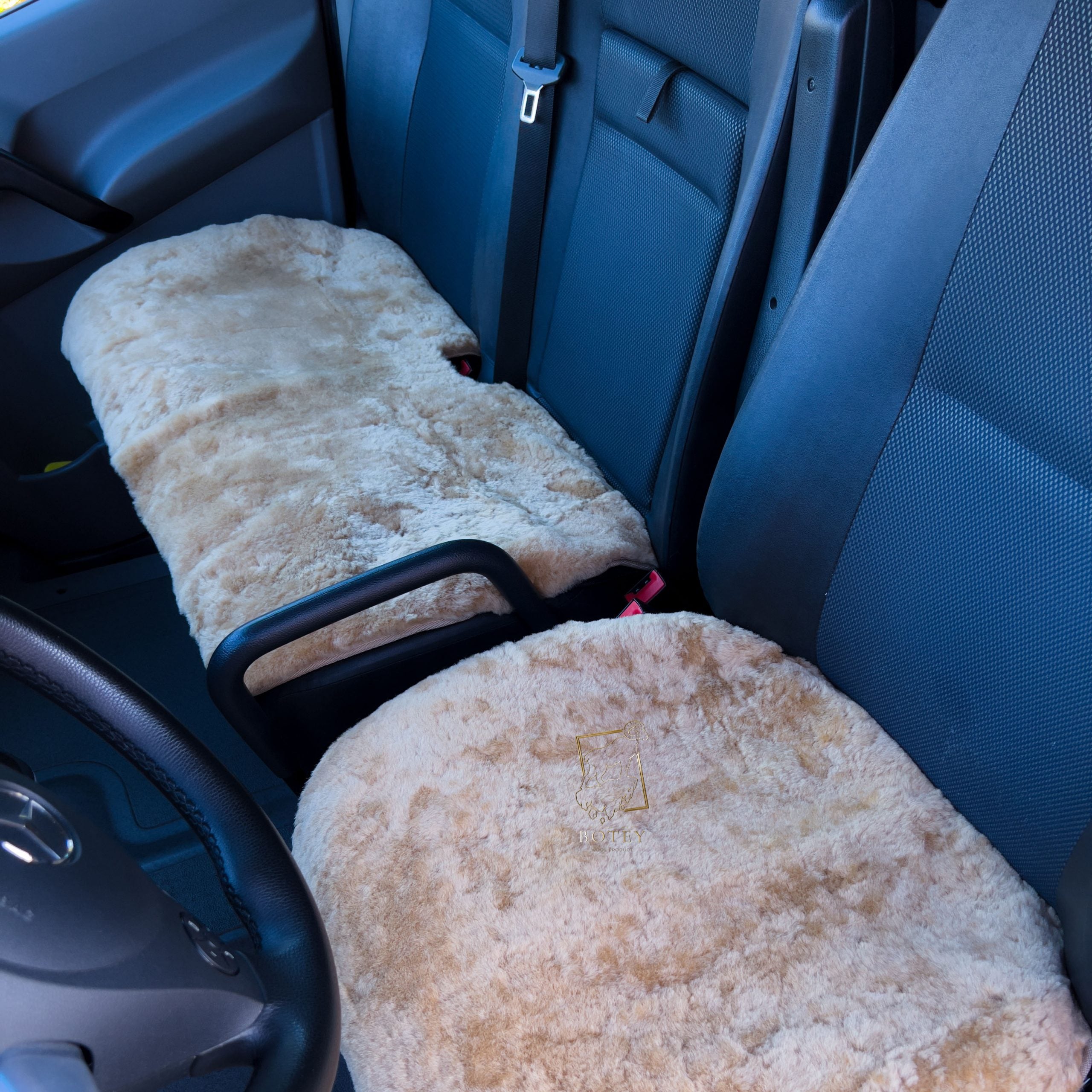 Sheepskin Van Seat Covers (1+2) Beige – Natural Fur Universal Fit