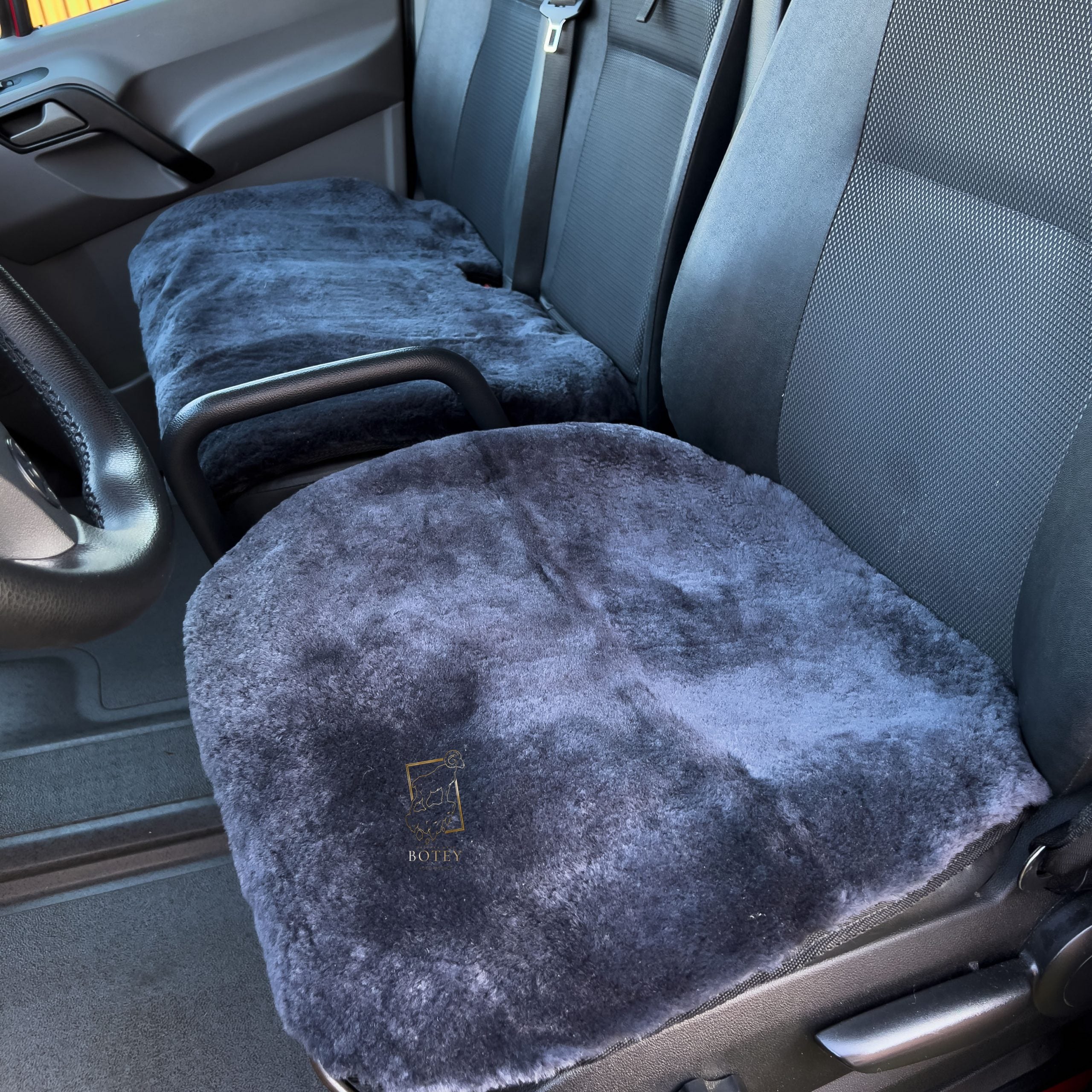 Sheepskin Van Seat Covers (1+2) Grey – Natural Fur Universal Fit