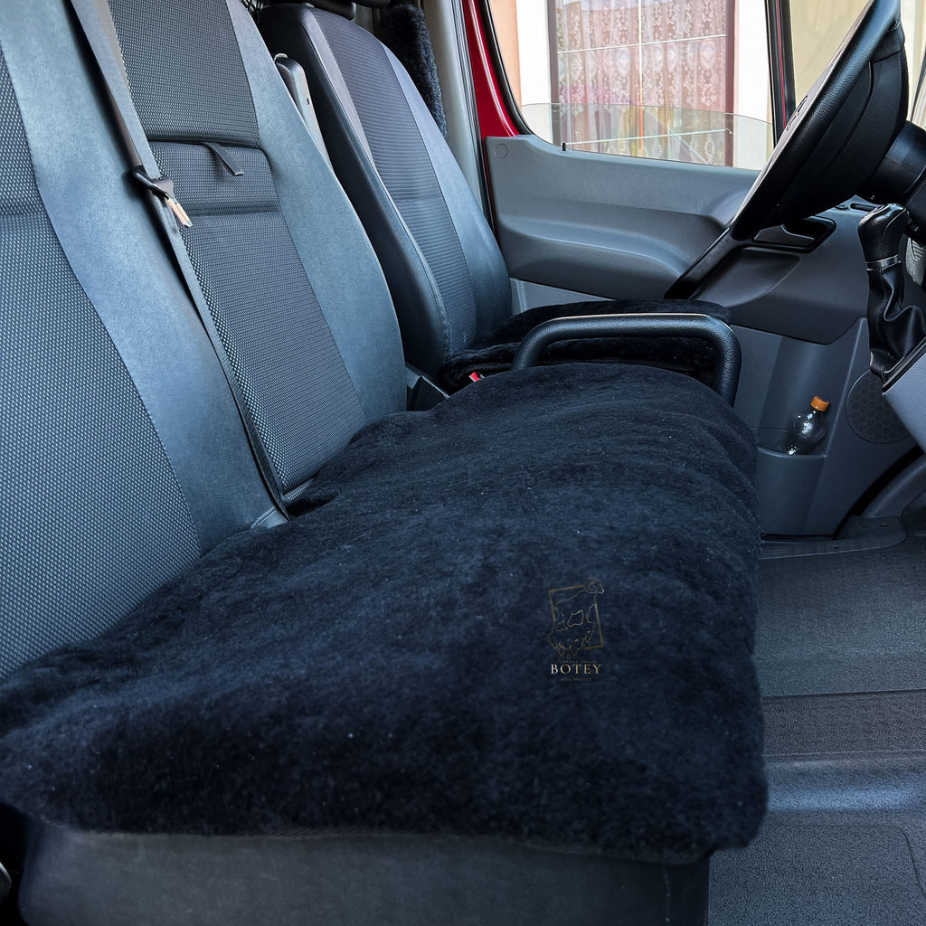 Sheepskin Van Seat Covers (1+2) Black – Natural Fur Universal Fit