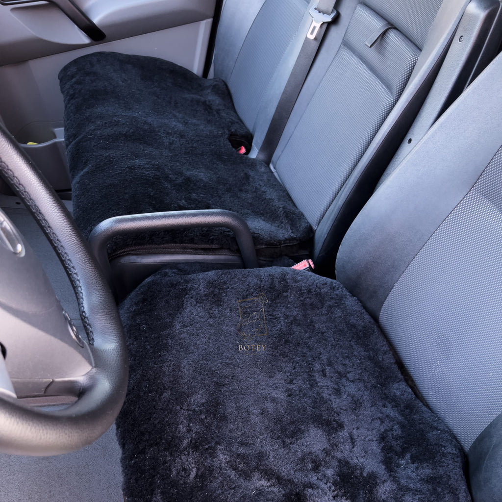 Sheepskin Van Seat Covers (1+2) Black – Natural Fur Universal Fit