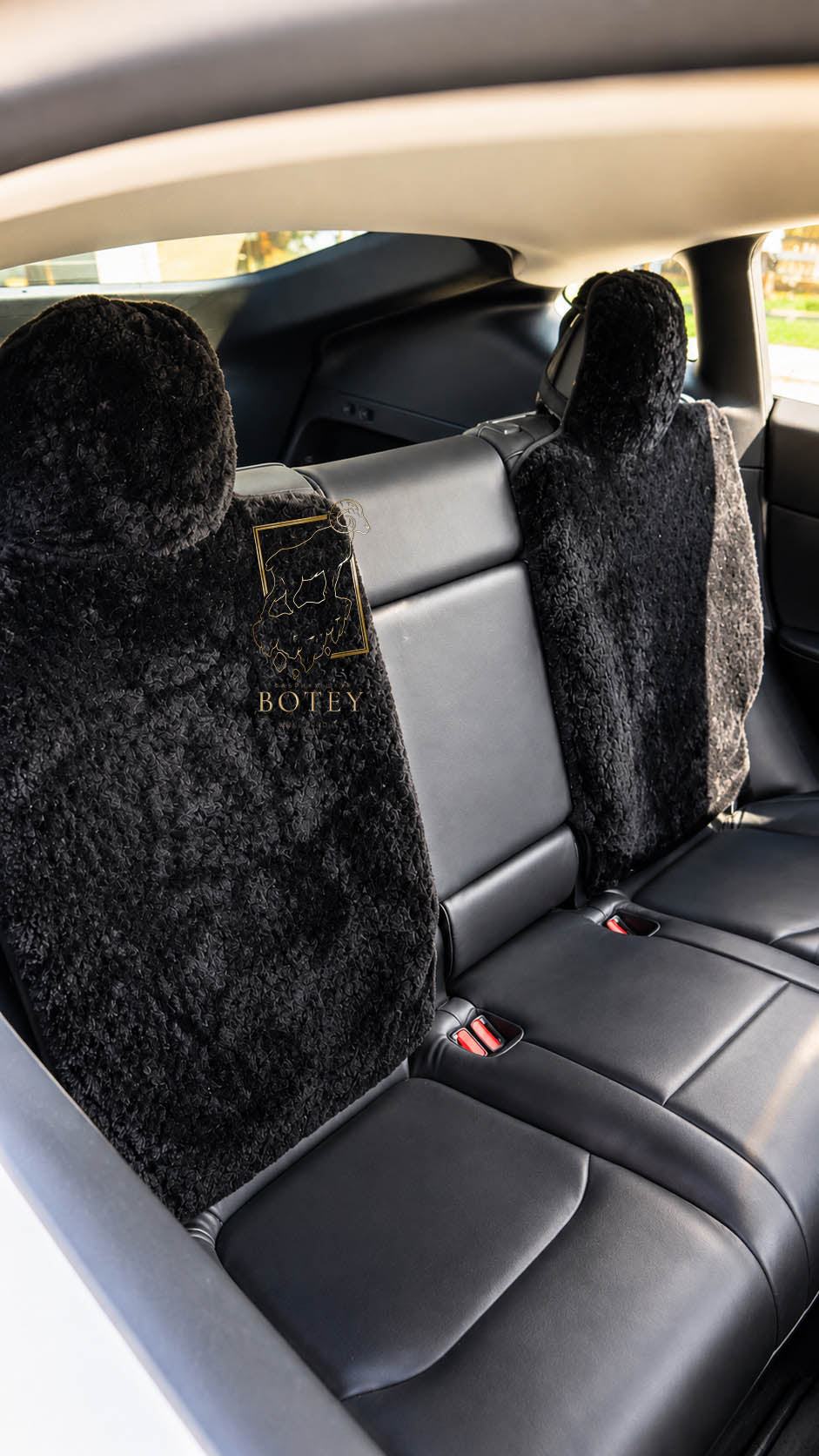 Sheepskin Rear Seat Covers With Backrest – Natural Fur Universal Fit
