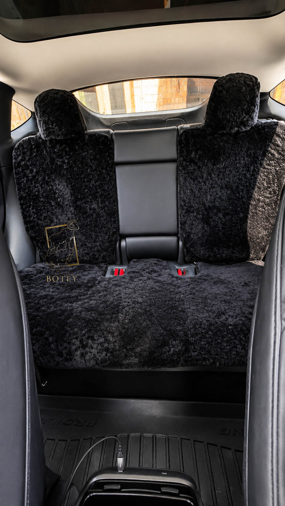 Sheepskin Rear Seat Covers With Backrest – Natural Fur Universal Fit