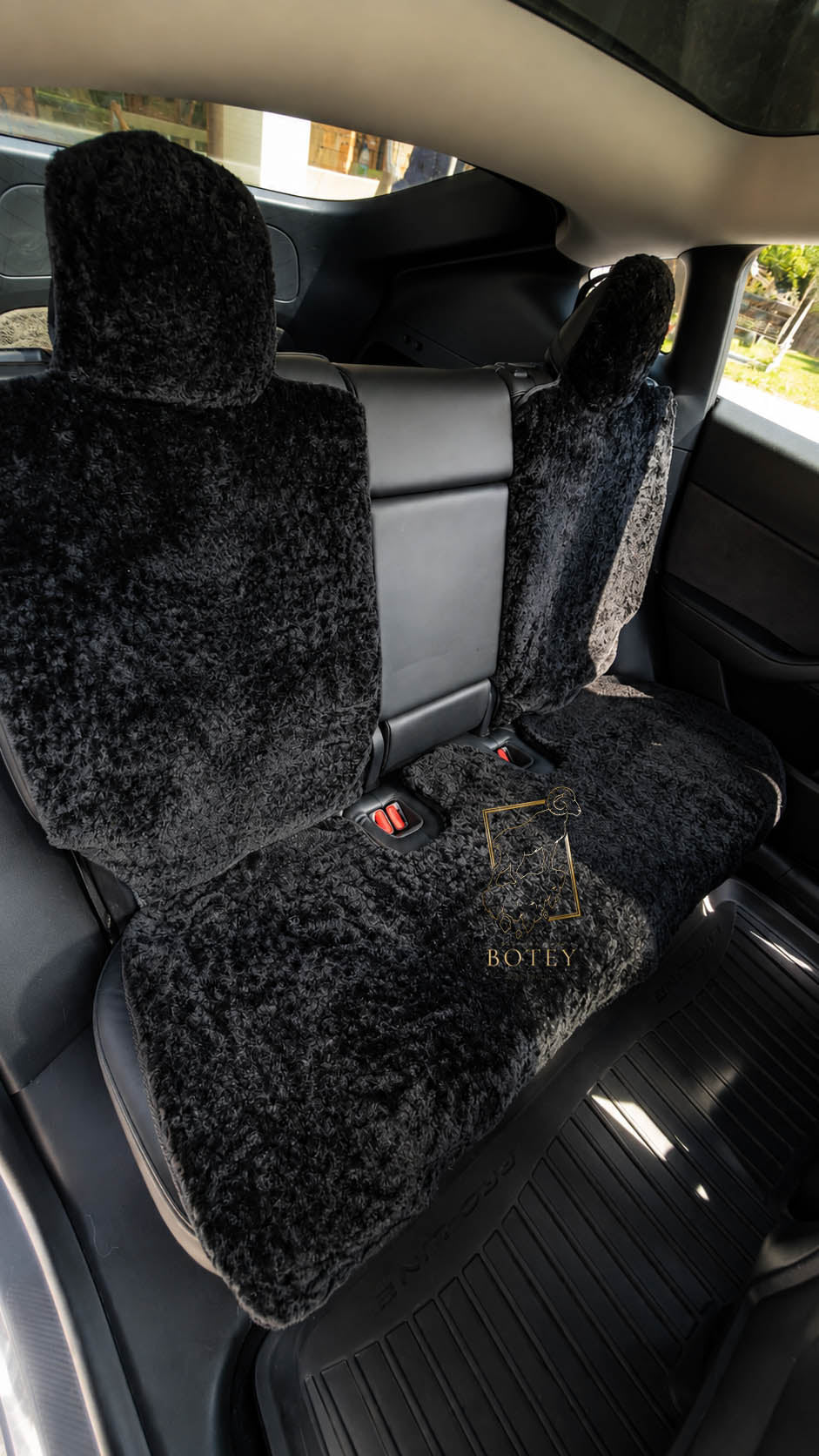 Sheepskin Rear Seat Covers With Backrest – Natural Fur Universal Fit