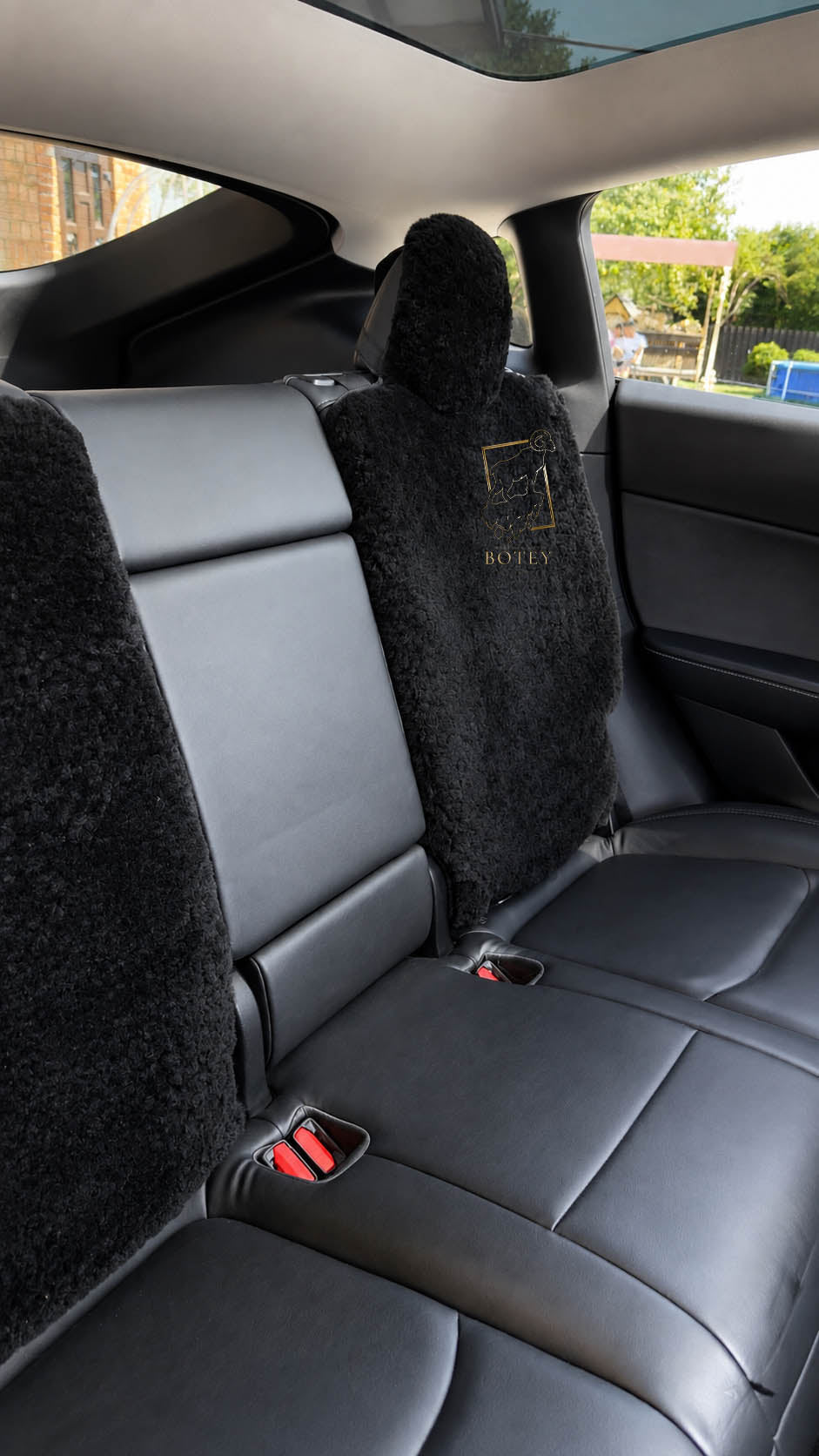 Sheepskin Rear Seat Covers With Backrest – Natural Fur Universal Fit