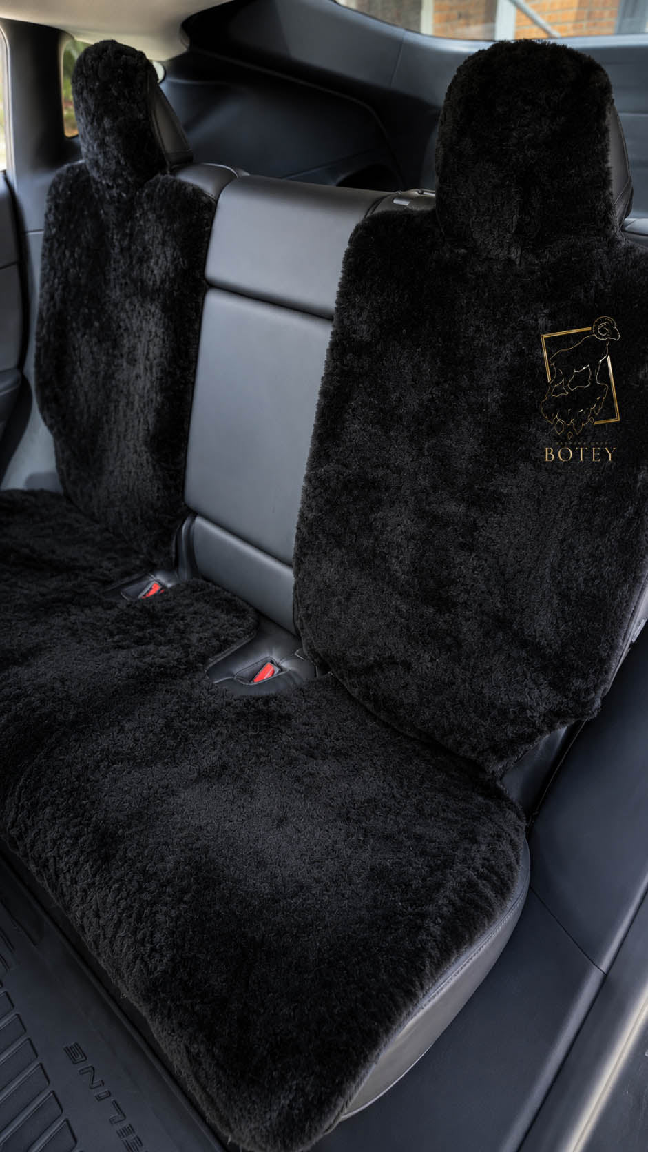 Sheepskin Rear Seat Covers With Backrest – Natural Fur Universal Fit