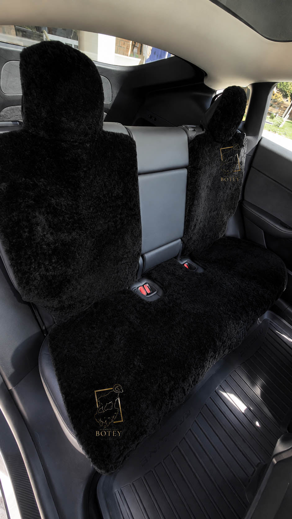 Sheepskin Rear Seat Covers With Backrest – Natural Fur Universal Fit