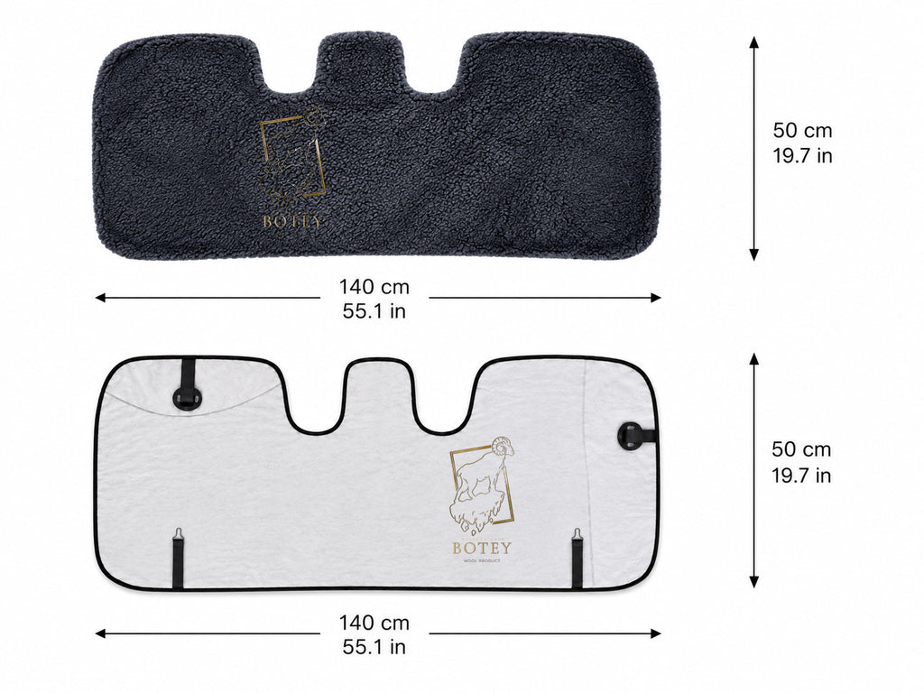 Sheepskin Rear Seat Covers Grey (140×50 cm) – Natural Fur Universal Fit