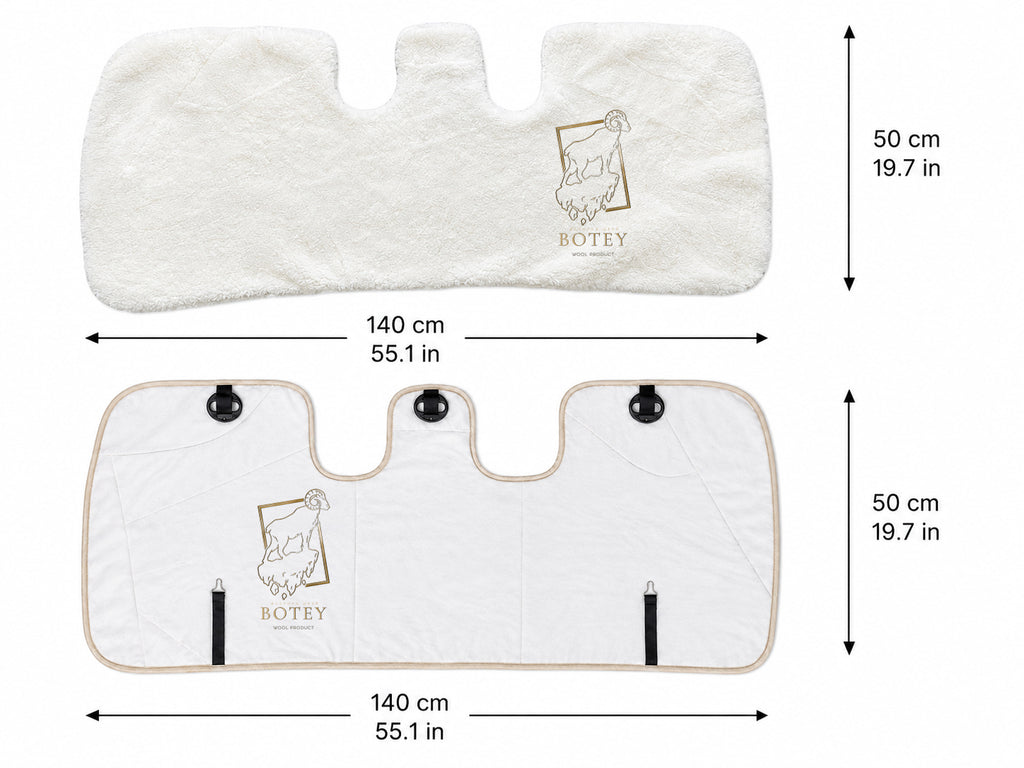 Sheepskin Rear Seat Covers White (140×50 cm) – Natural Fur Universal Fit