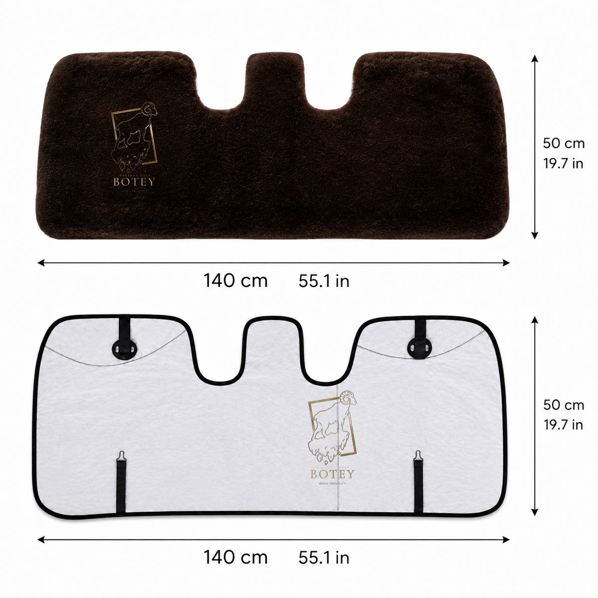 Sheepskin Rear Seat Covers Brown (140×50 cm) – Natural Fur Universal Fit