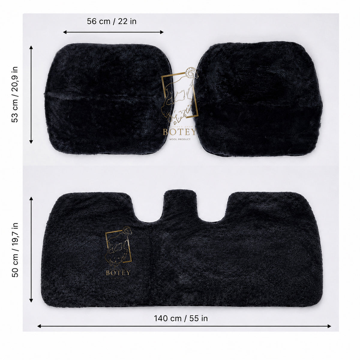 Sheepskin Rear Seat Covers Grey (140×50 cm) – Natural Fur Universal Fit