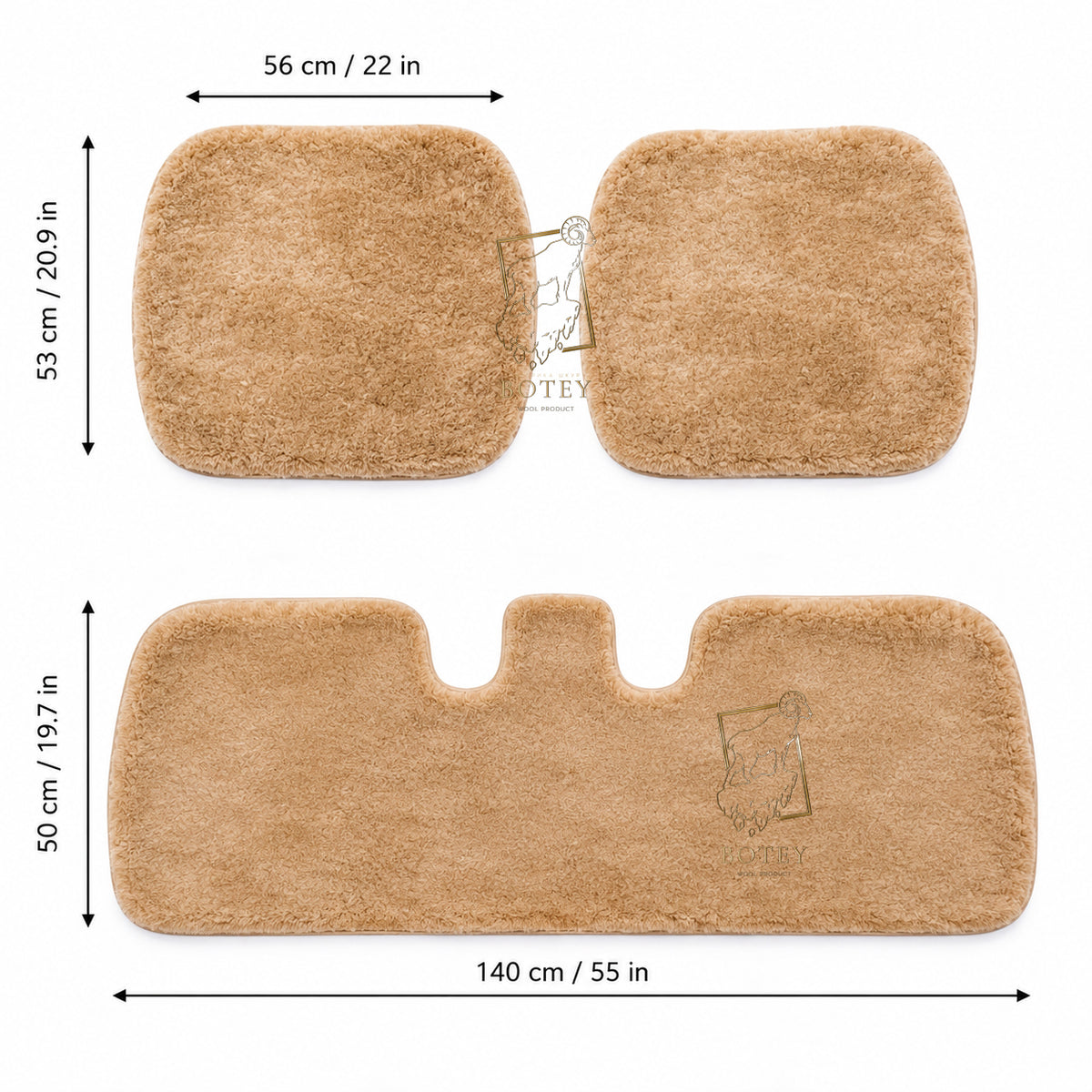 Sheepskin Rear Seat Covers Beige (140×50 cm) – Natural Fur Universal Fit