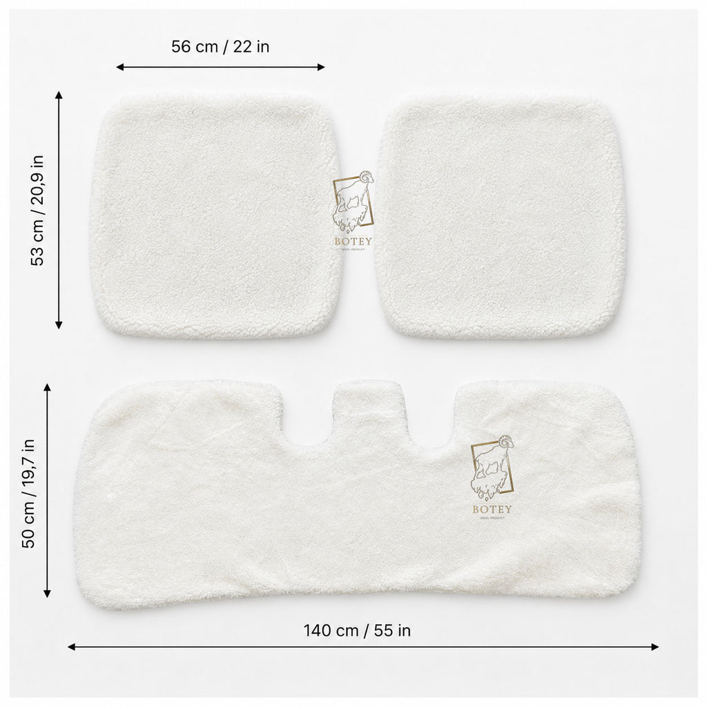 Sheepskin Rear Seat Covers White (140×50 cm) – Natural Fur Universal Fit