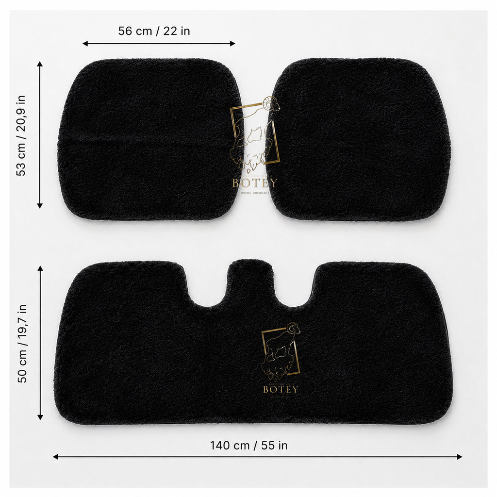Sheepskin Rear Seat Covers Black (140×50 cm) – Natural Fur Universal Fit
