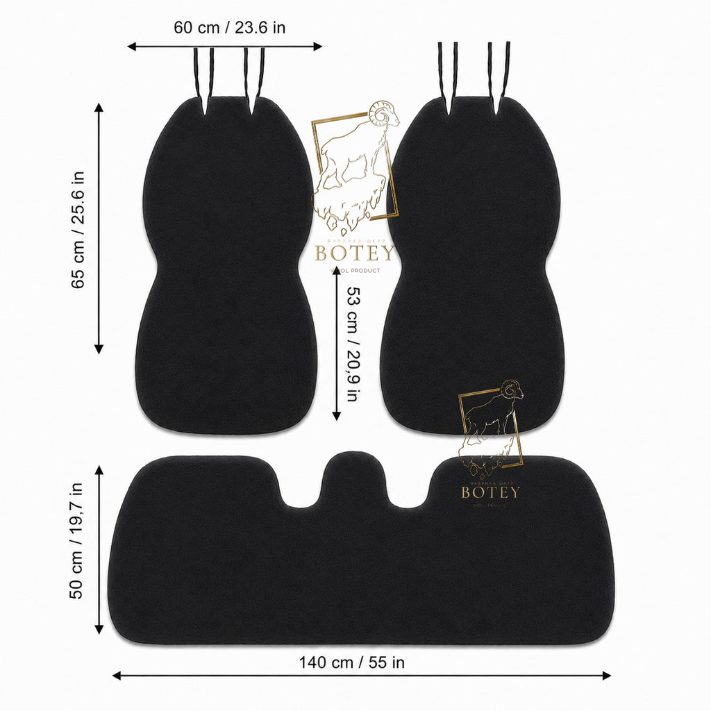 Maxi Sheepskin Car Seat Covers Black (120×60 cm) – Natural Fur Universal Fit