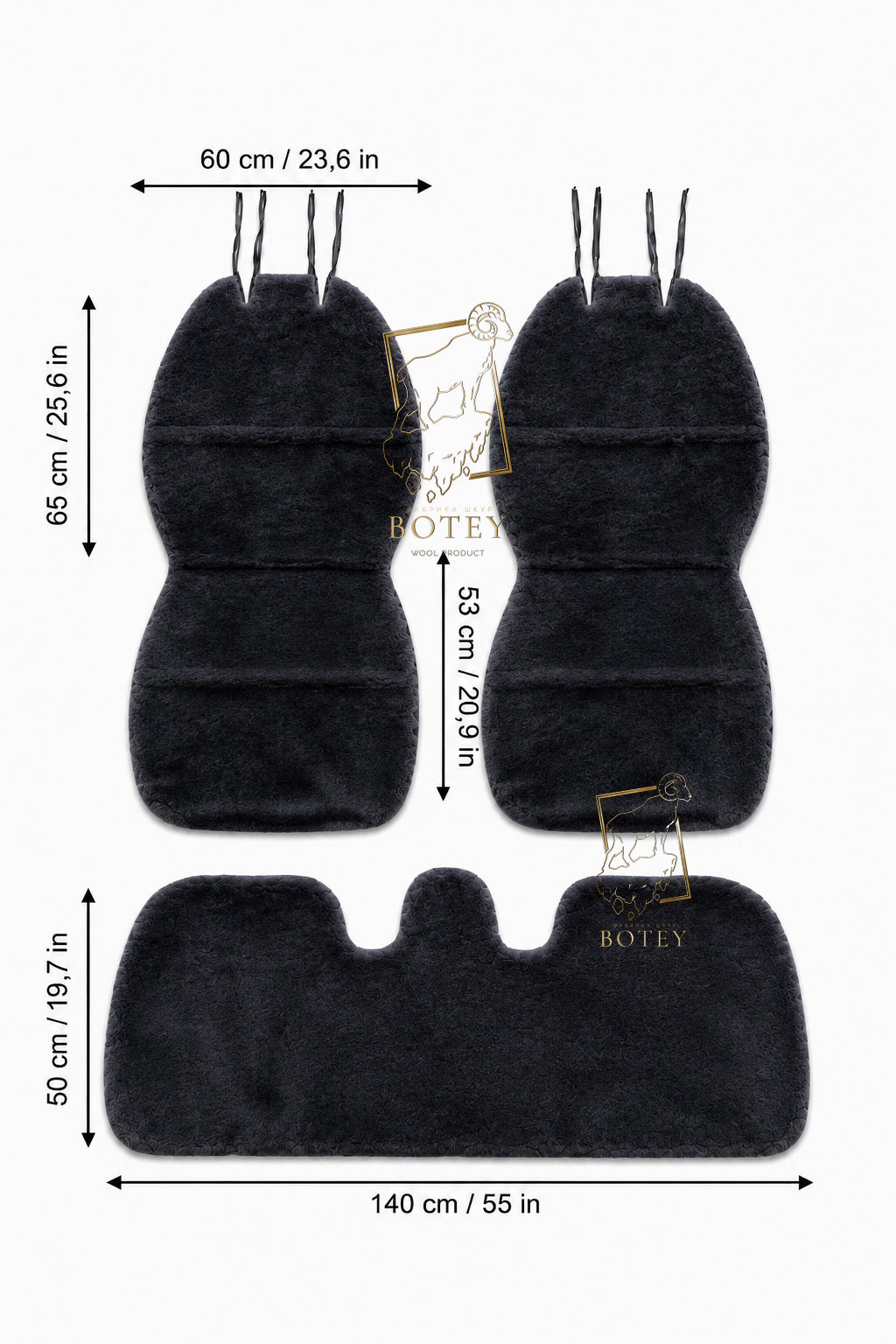 Maxi Sheepskin Car Seat Covers Grey (120×56 cm) – Natural Fur Universal Fit