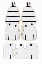 Premium Genuine Sheepskin Front Car Seat Covers with Headrest – White