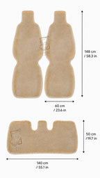 Premium Genuine Sheepskin Front Car Seat Covers with Headrest – Beige