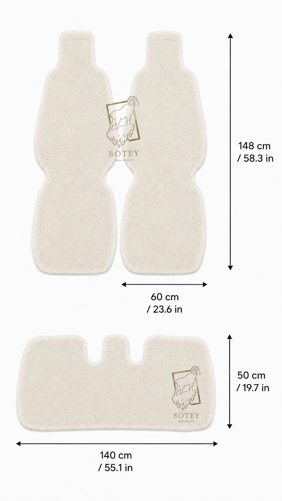 Premium Genuine Sheepskin Front Car Seat Covers with Headrest – White