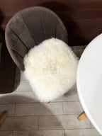 Square Sheepskin Seat Cover 50×50 cm White – Patchwork Natural Wool Cushion