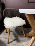 Square Sheepskin Seat Cover 50×50 cm White – Patchwork Natural Wool Cushion