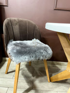 Square Sheepskin Seat Cover Grey 40×40 cm – Patchwork Natural Wool Cushion