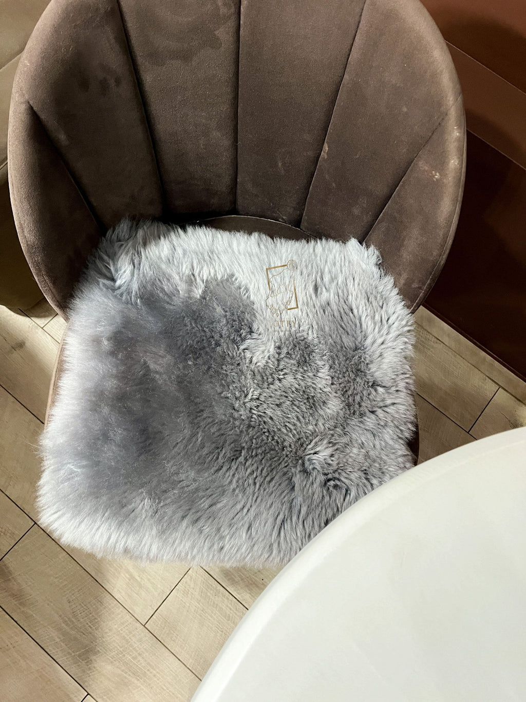 Square Sheepskin Seat Cover Grey 40×40 cm – Patchwork Natural Wool Cushion