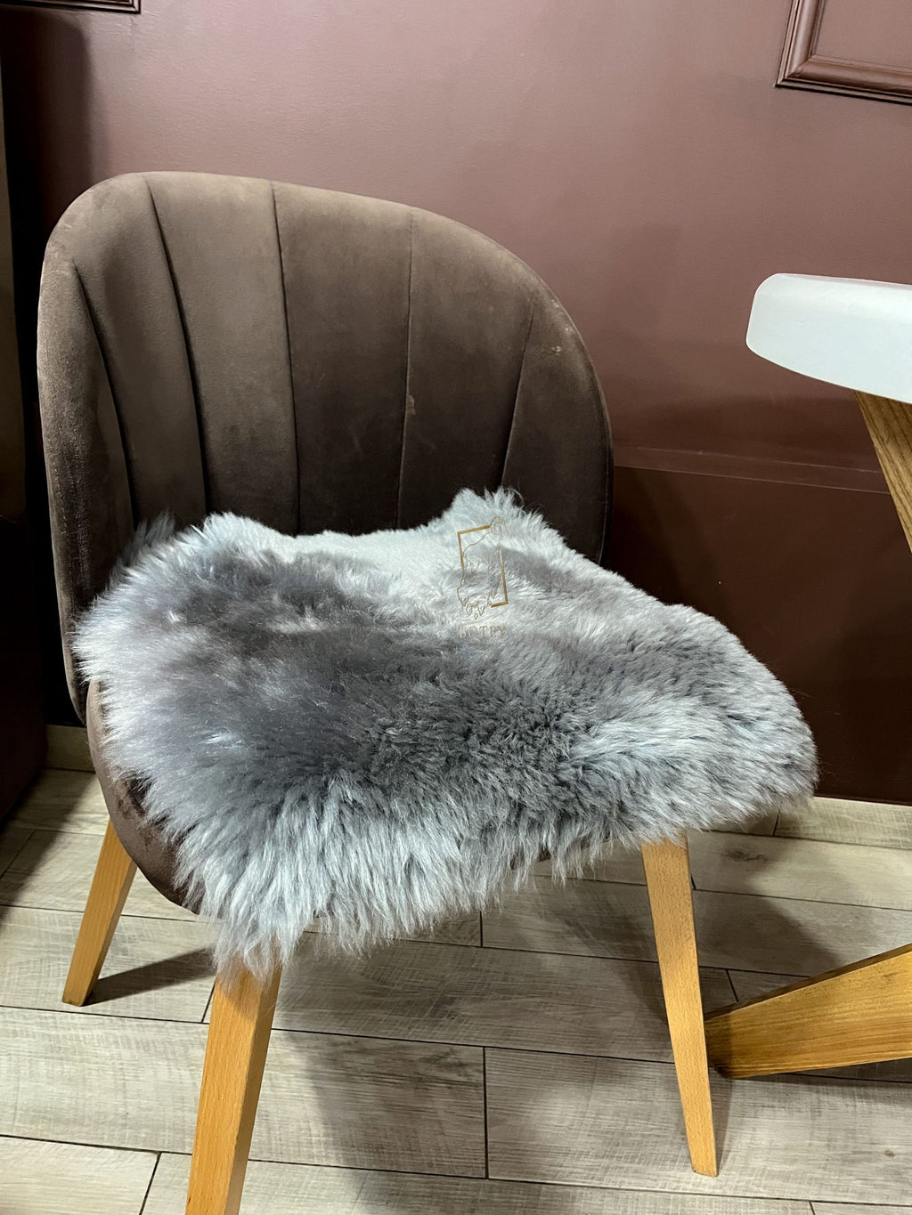 Square Sheepskin Seat Cover Grey 40×40 cm – Patchwork Natural Wool Cushion