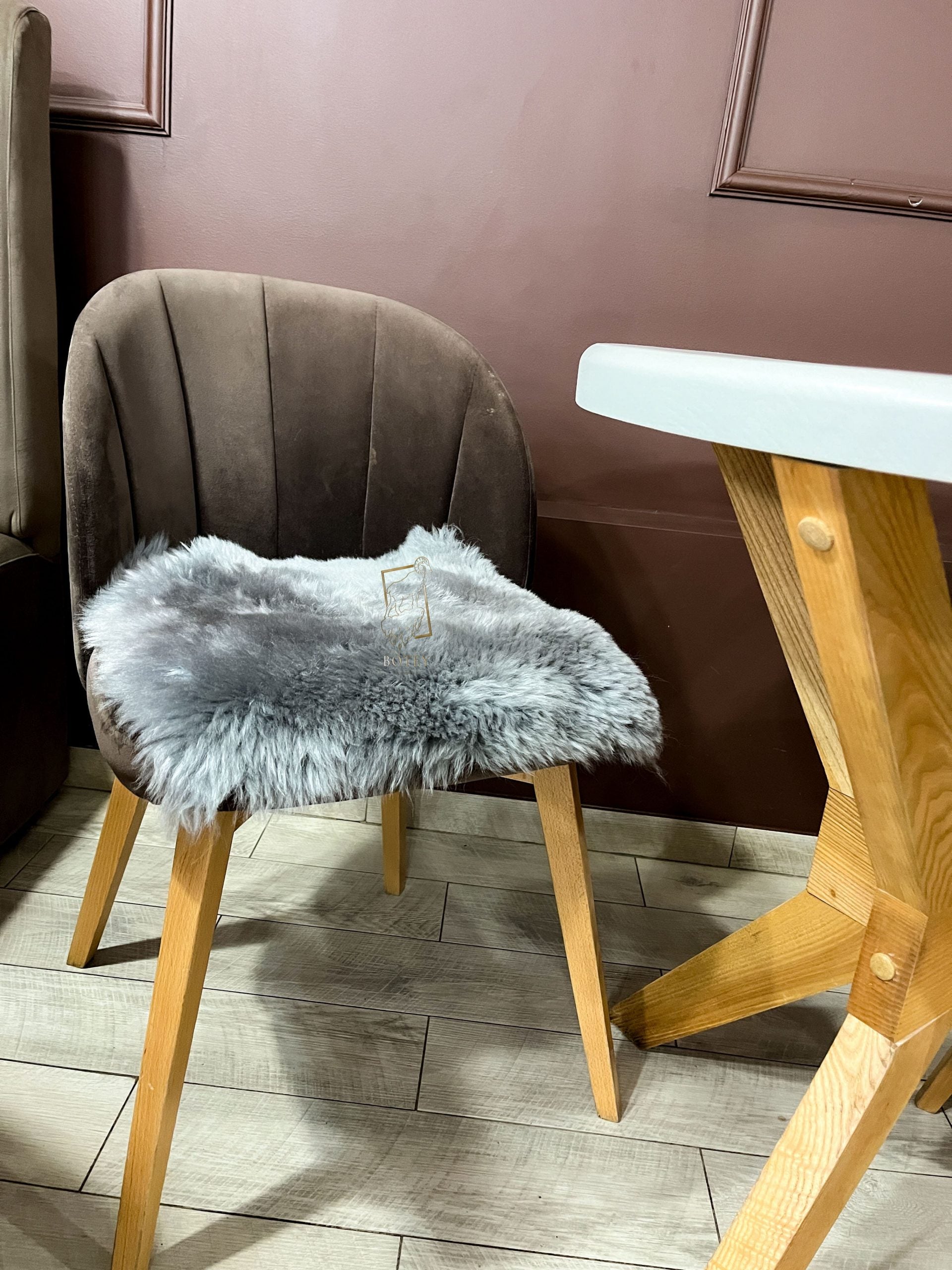 Square Sheepskin Seat Cover Grey 40×40 cm – Patchwork Natural Wool Cushion