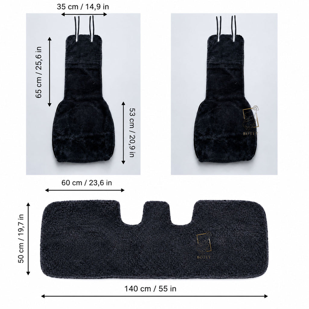 Mini Sheepskin Car Seat Covers Grey (118×60 cm) – Natural Fur Universal Fit