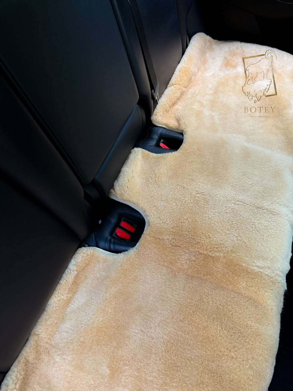 Premium Genuine Sheepskin Front Car Seat Covers with Headrest – Beige