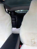 Premium Genuine Sheepskin Front Car Seat Covers with Headrest – White