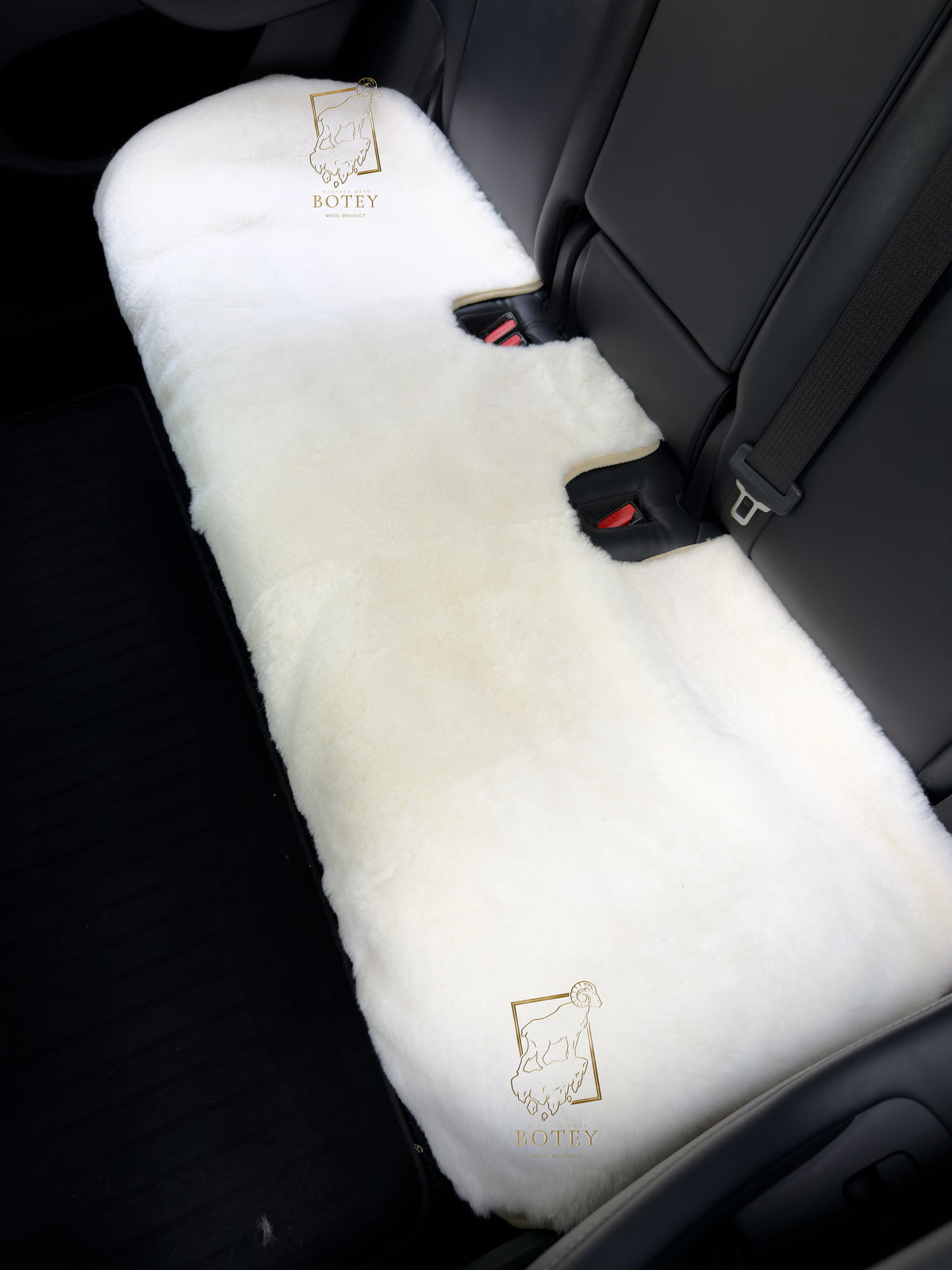 Premium Genuine Sheepskin Front Car Seat Covers with Headrest – White