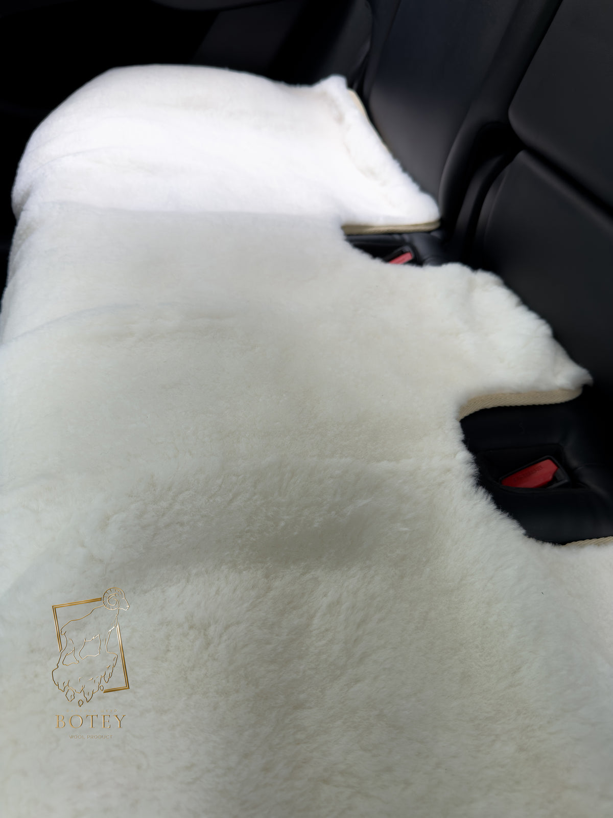 Premium Genuine Sheepskin Front Car Seat Covers with Headrest – White
