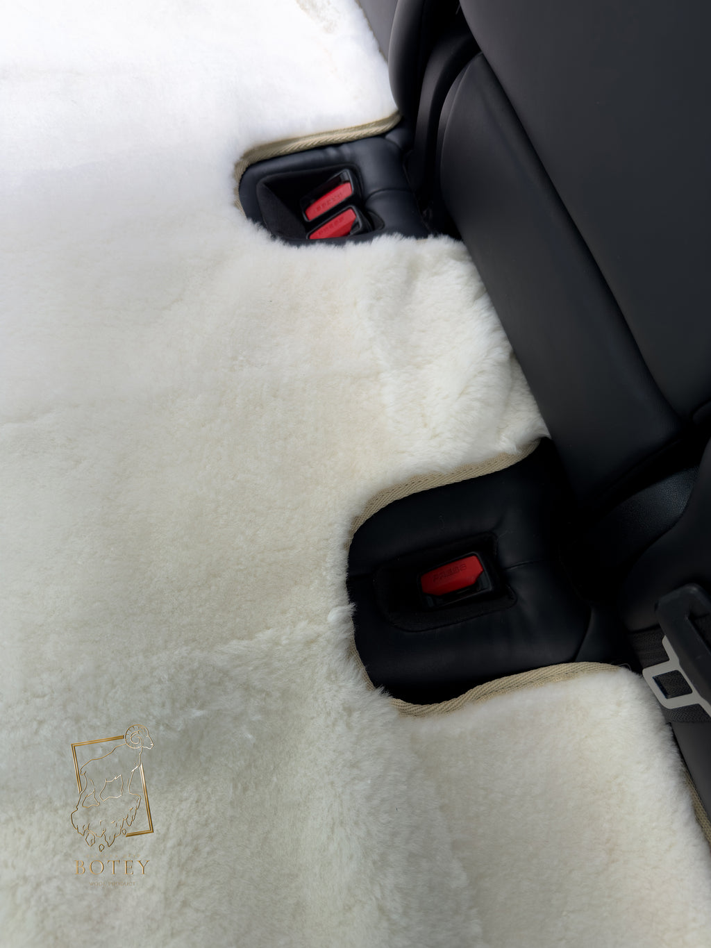 Premium Genuine Sheepskin Front Car Seat Covers with Headrest – White