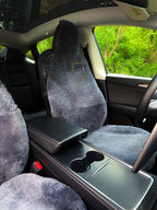 Premium Genuine Sheepskin Front Car Seat Covers with Headrest – Grey