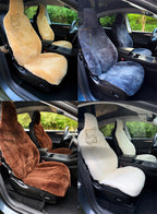 Premium Genuine Sheepskin Front Car Seat Covers with Headrest – Black
